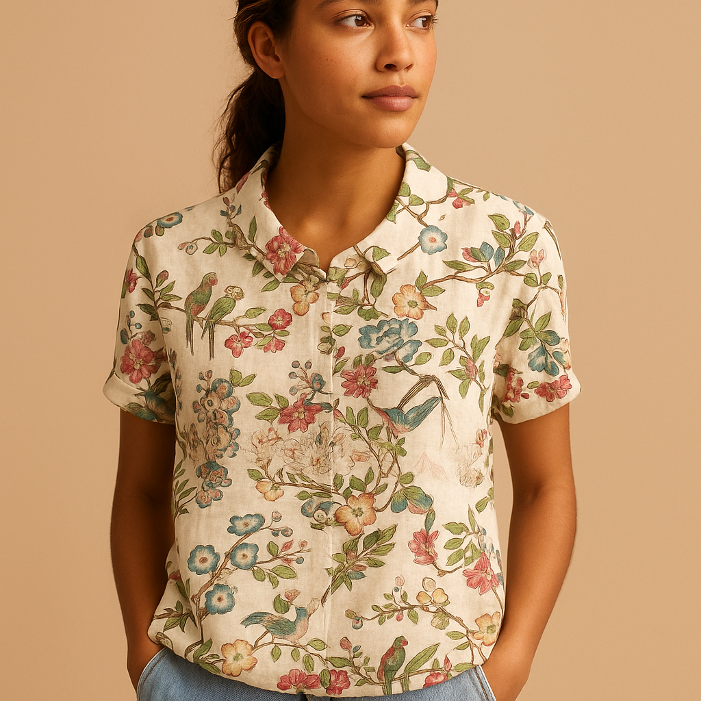 Blusa leggera con stampa floreale e vestibilità ampia per donna | Fleur 7