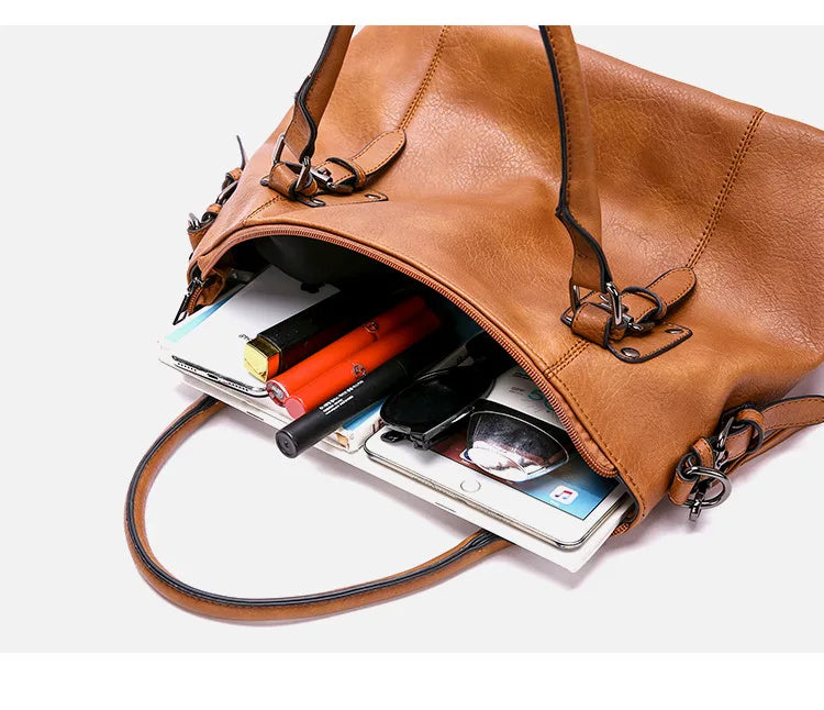 Borsa a mano vintage da donna, elegante, in materiale morbido, di grande capacità 3