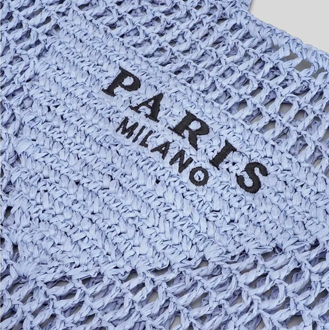 Borsa da spiaggia elegante da donna in paglia fatta a mano, design boho 2