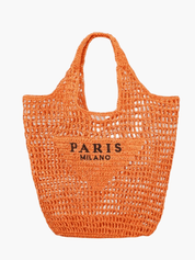 Borsa da spiaggia elegante da donna in paglia fatta a mano, design boho 5