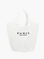 Borsa da spiaggia elegante da donna in paglia fatta a mano, design boho 6