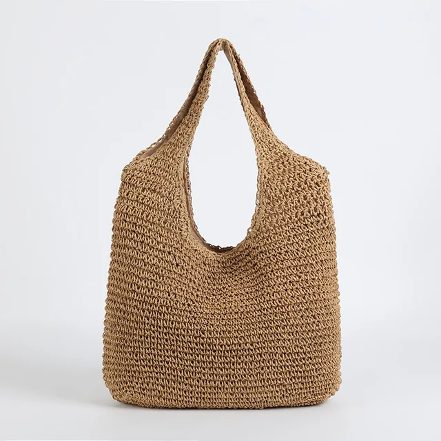 Borsa da spiaggia in paglia elegante da donna, grande capacità, in vimini 0
