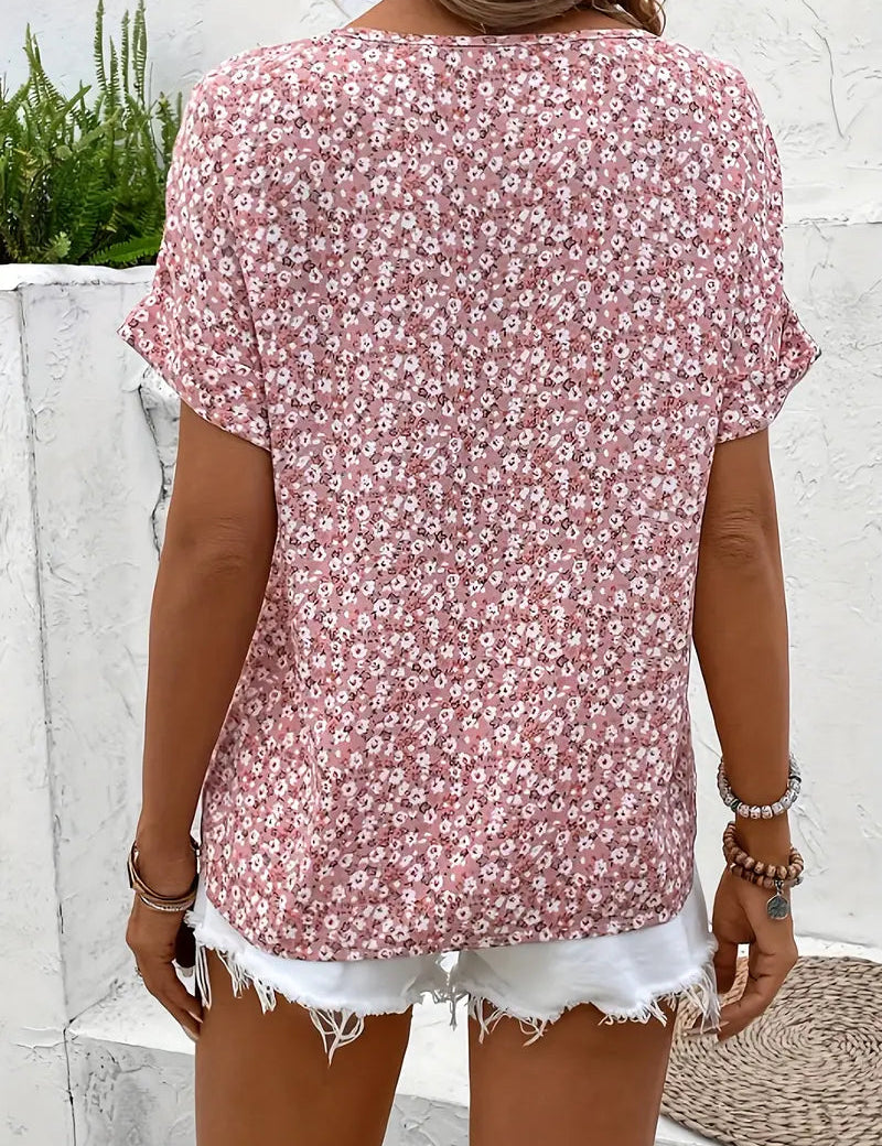 Camicetta da donna elegante con stampa floreale, leggera e versatile per l'estate 1
