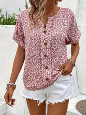Camicetta da donna elegante con stampa floreale, leggera e versatile per l'estate 2