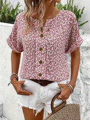 Camicetta da donna elegante con stampa floreale, leggera e versatile per l'estate 3