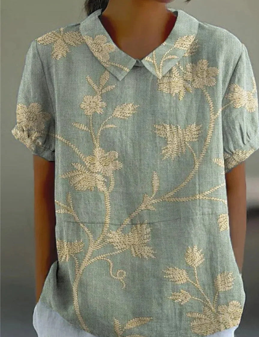 Camicia Floreale Donna — Silhouette Rilassata Traspirante
