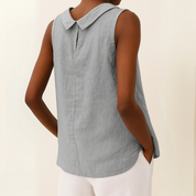 Canottiere Donna Elegante Senza Maniche con Colletto Arrotolato - Top Estivo Versatile per Ogni Occasione 1