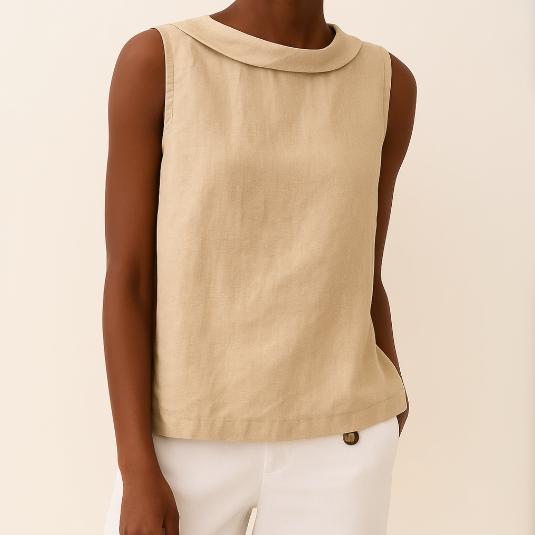 Canottiere Donna Elegante Senza Maniche con Colletto Arrotolato - Top Estivo Versatile per Ogni Occasione 2