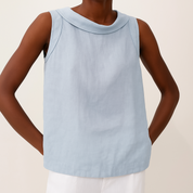 Canottiere Donna Elegante Senza Maniche con Colletto Arrotolato - Top Estivo Versatile per Ogni Occasione 4