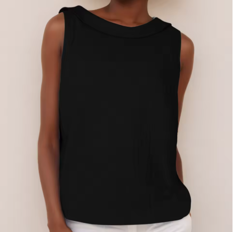 Canottiere Donna Elegante Senza Maniche con Colletto Arrotolato - Top Estivo Versatile per Ogni Occasione 7