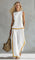 Completo Elegante Donna con Pantaloni a Gamba Ampia e Top Senza Maniche 4