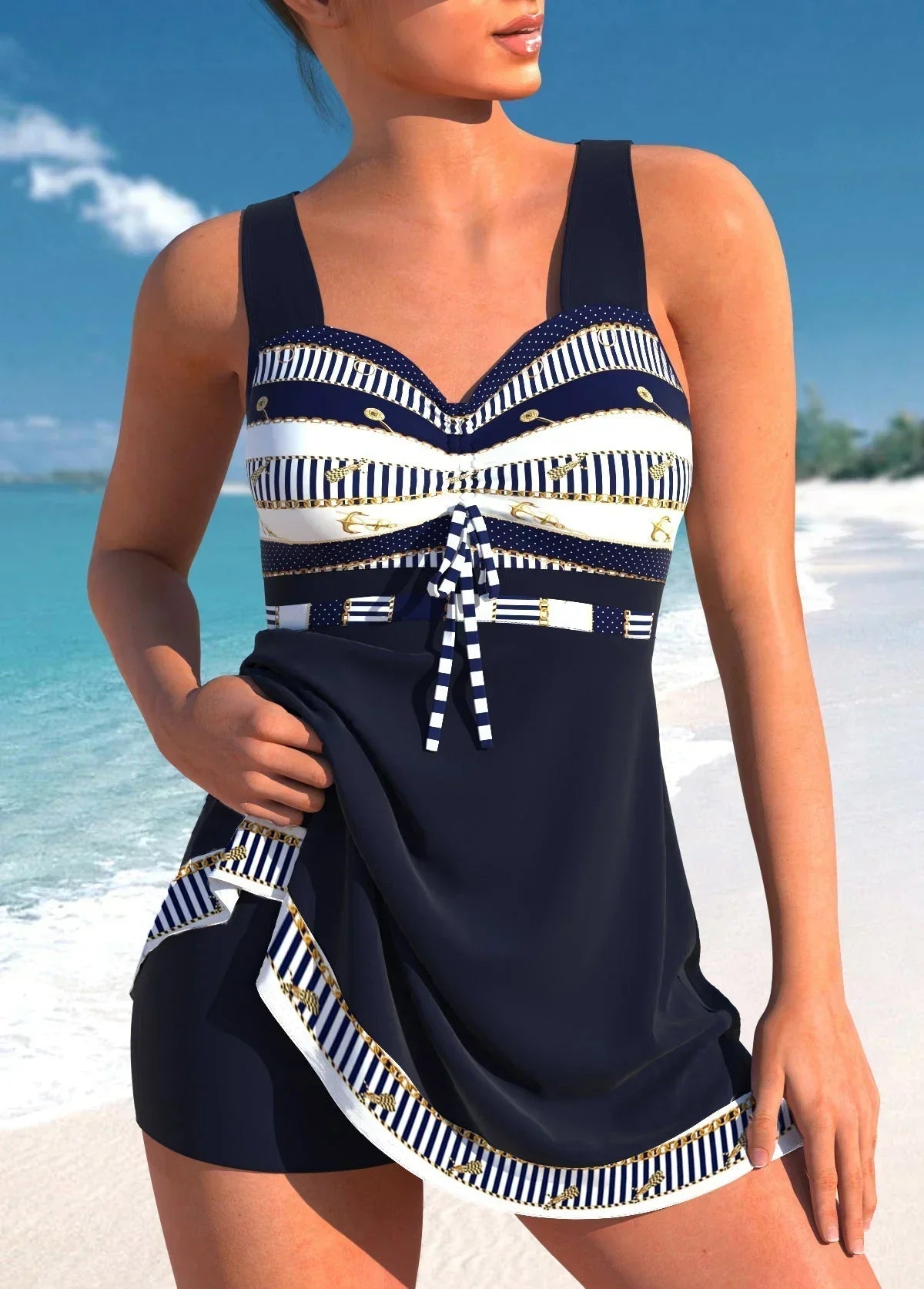 Costume Da Bagno Donna Due Pezzi Con Gonna Elegante E Ad Asciugatura Rapida - Costumi Da Bagno Moda Estate 0