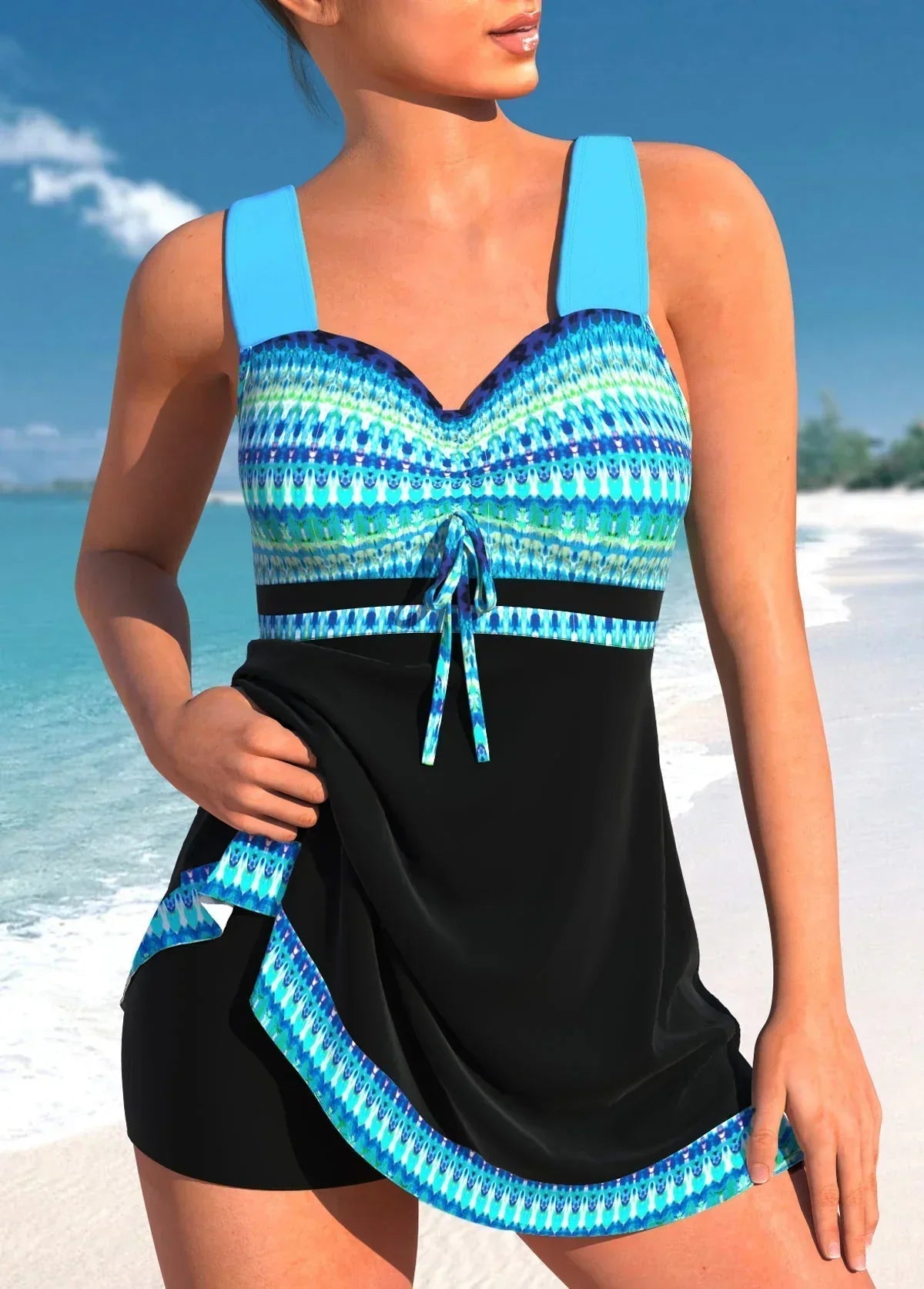 Costume Da Bagno Donna Due Pezzi Con Gonna Elegante E Ad Asciugatura Rapida - Costumi Da Bagno Moda Estate 1
