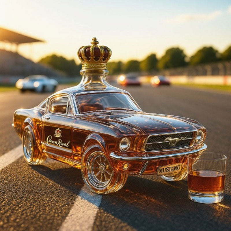 Decanter per Whisky Mustang Elegante per Bar di Casa, Design Unico in Vetro per Servire Whisky e Bourbon 4