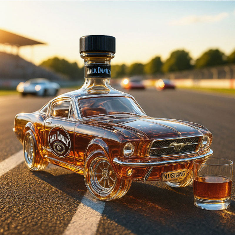 Decanter per Whisky Mustang Elegante per Bar di Casa, Design Unico in Vetro per Servire Whisky e Bourbon 5