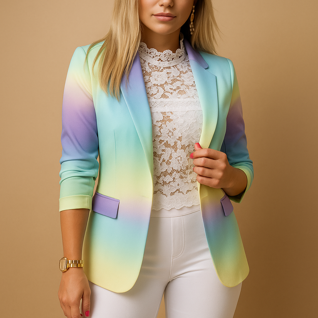 Elegante blazer da donna con stampa accattivante e collo a scialle | Nienke 6