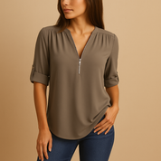 Elegante camicetta con scollo a V e design traspirante per donna | Danisha 0