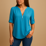 Elegante camicetta con scollo a V e design traspirante per donna | Danisha 4