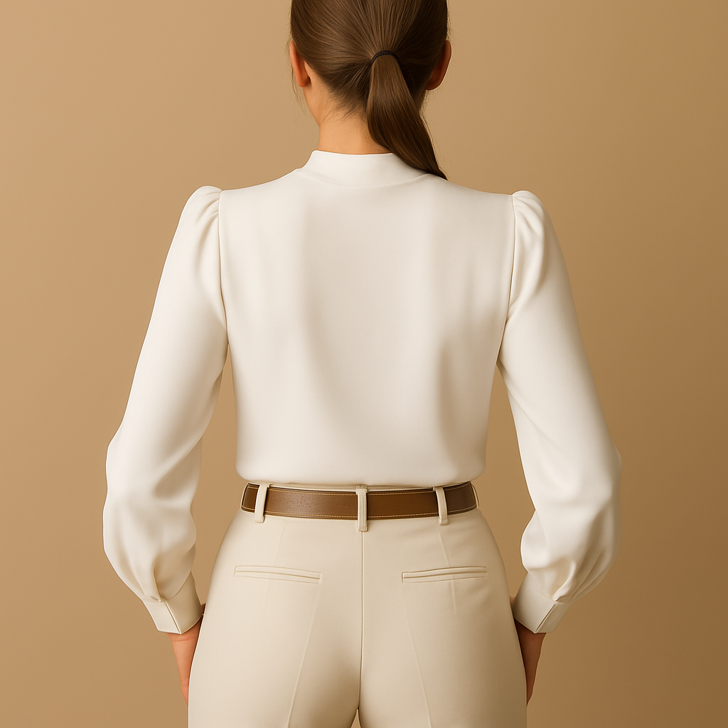 Elegante camicetta con volant e collo alto da donna | Yara 1