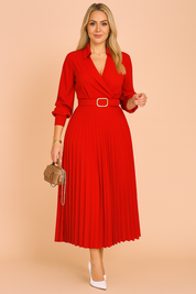 Abito Midi Donna Taglie Forti — Scollo a V Maniche 3/4