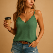 Iza | Top senza maniche con scollo a V e dettagli in pizzo per donna 1