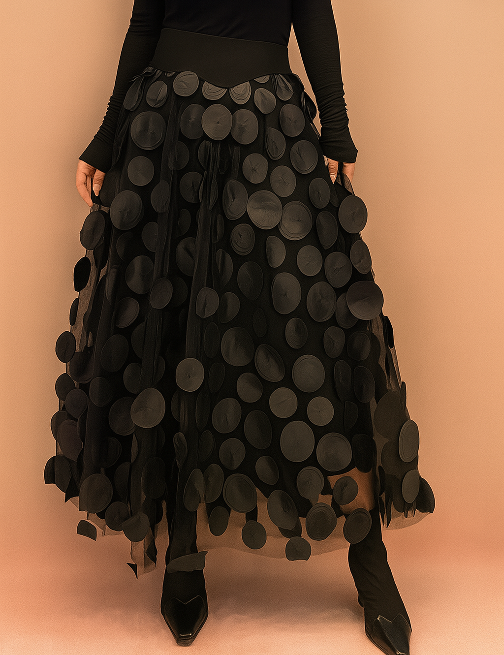 Abito a Pois Donna — Nero Classico Stile Elegante