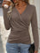 Maglia Donna — Scollo a V Manica Lunga Casual