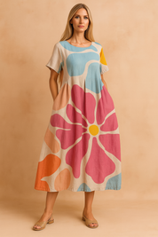 Abito Boho Floreale Donna — Vestibilità Ampia Estivo