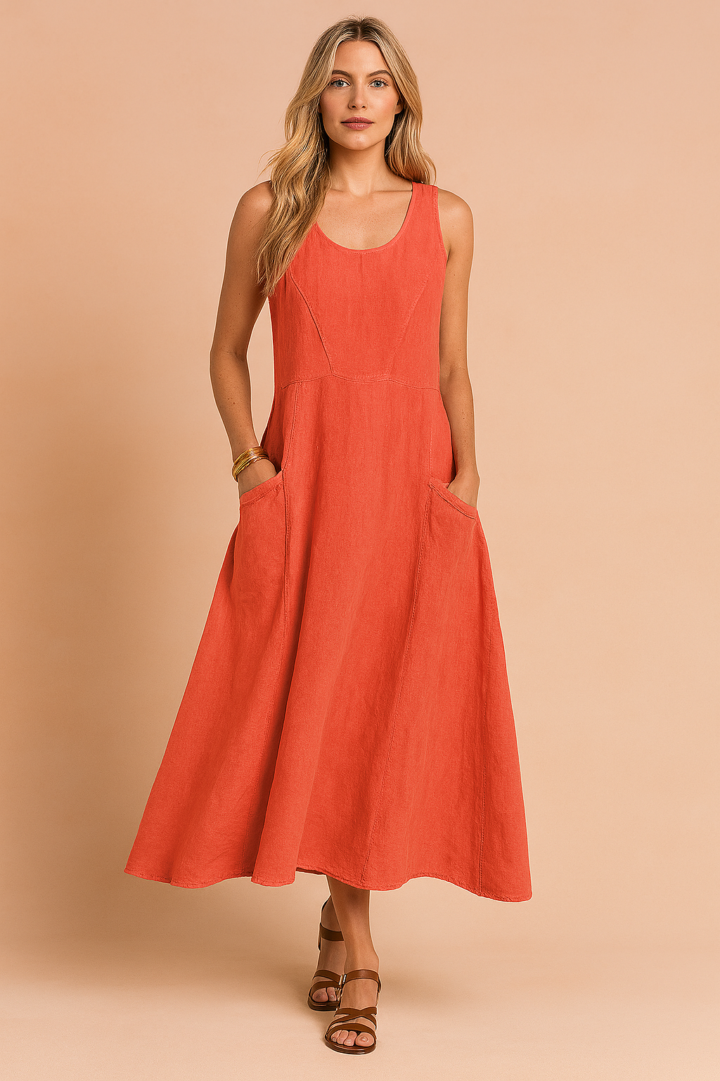 Lucy | Abito lungo casual con tasche e vestibilità ampia 1