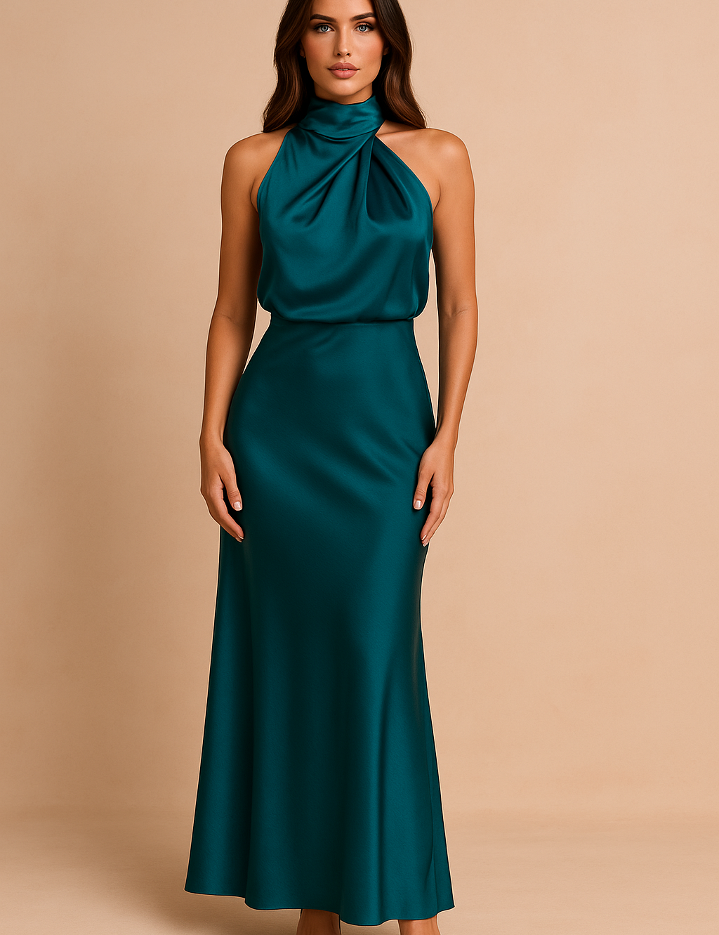 Abito Midi Donna — Drappeggiato Elegante Cerimonie