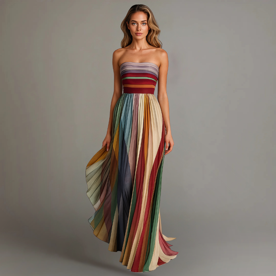 Maxi Abito Donna — Senza Spalline Vestibilità Fluida Occasioni Speciali