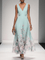 Maxi Abito Estivo Donna Scollo a V Stampa Floreale Elegante A-Line 3