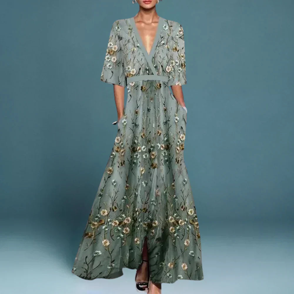 Abito Maxi Floreale Donna — Lungo Elegante Estivo per Feste