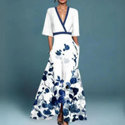 Maxi Abito Floreale Elegante per Donne - Abito Estivo Lungo per Feste e Occasioni 1