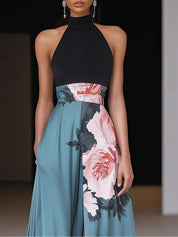 Maxi abito floreale da donna elegante per eventi estivi - abito lungo con spacco laterale 1