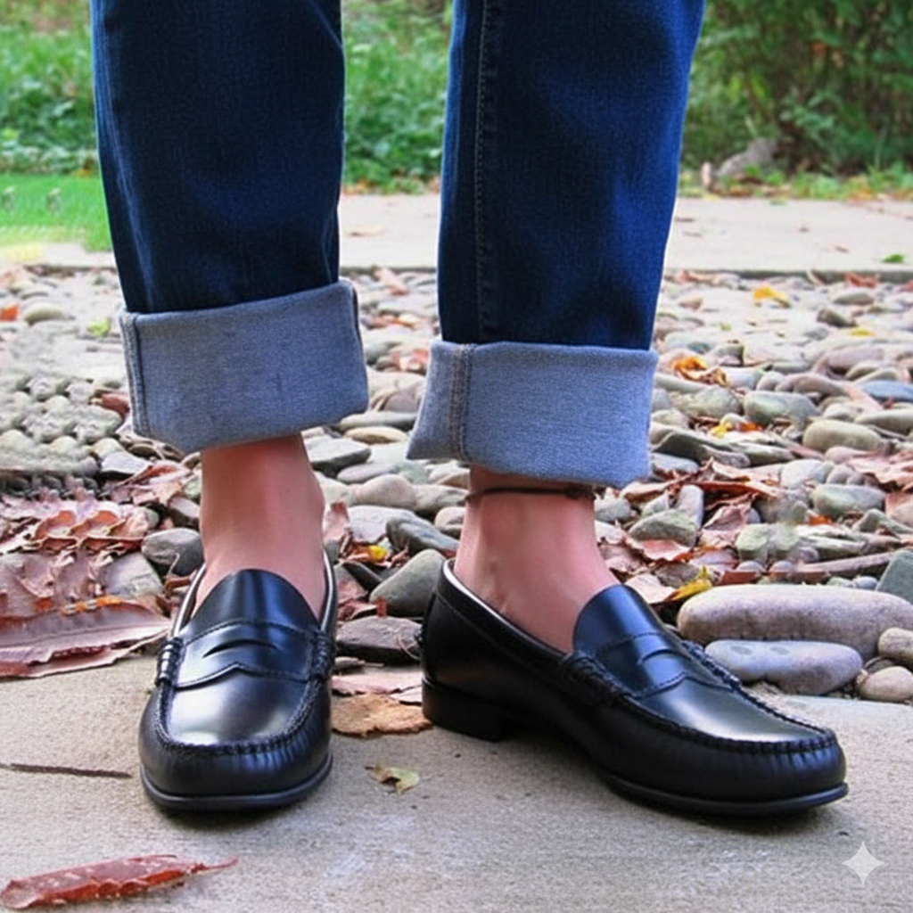 Mocassini slip-on con punta mocassino da donna in comoda pelle PU 1