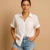 Polo casual elegante con maniche corte da donna | Danique 0