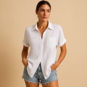 Polo casual elegante con maniche corte da donna | Danique 1