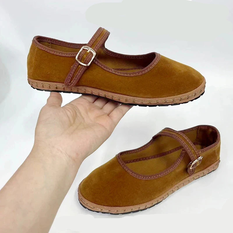 Scarpe da ballo comode Mary Jane da donna in velluto 7