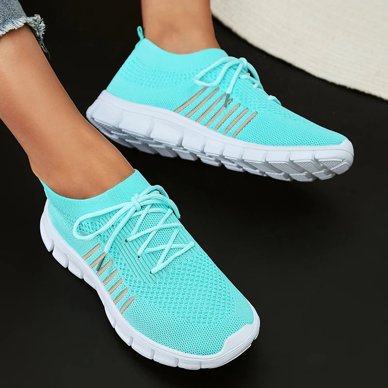 Scarpe da ginnastica da donna traspiranti e comode, in rete e gomma 6