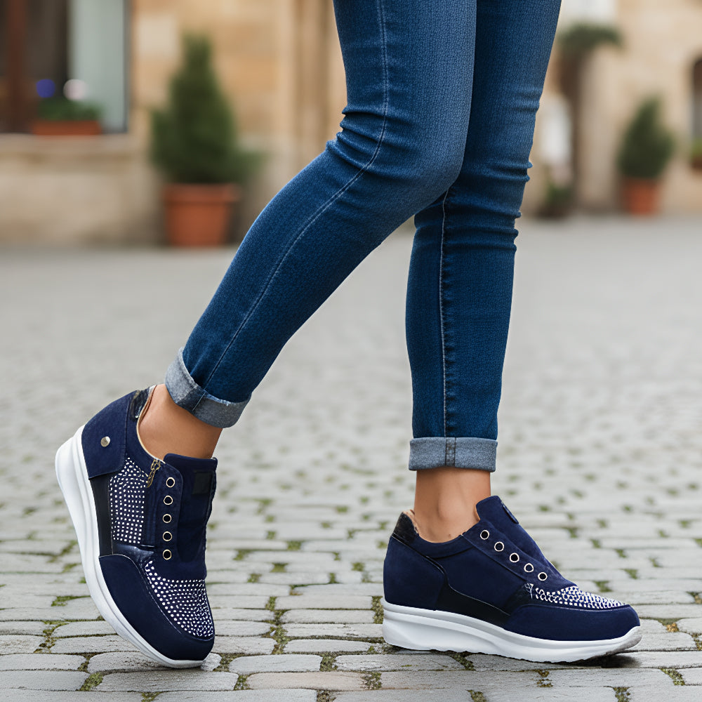 Sneakers Donna Eleganti Ortopediche Con Supporto Arco E Cerniera - Scarpe Da Ginnastica Bianche Per Comfort Quotidiano 3