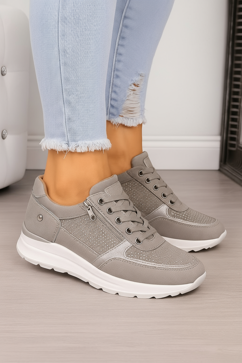 Sneakers Donna Eleganti Ortopediche Con Supporto Arco E Cerniera - Scarpe Da Ginnastica Bianche Per Comfort Quotidiano 5