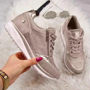 Sneakers Donna Eleganti Ortopediche Con Supporto Arco E Cerniera - Scarpe Da Ginnastica Bianche Per Comfort Quotidiano 7