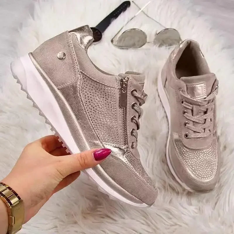 Sneakers Donna Eleganti Ortopediche Con Supporto Arco E Cerniera - Scarpe Da Ginnastica Bianche Per Comfort Quotidiano 7