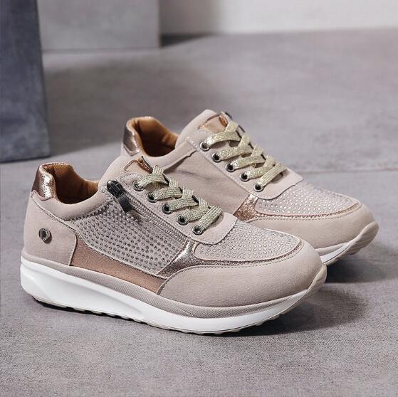 Sneakers Donna Eleganti Ortopediche Con Supporto Arco E Cerniera - Scarpe Da Ginnastica Bianche Per Comfort Quotidiano 8