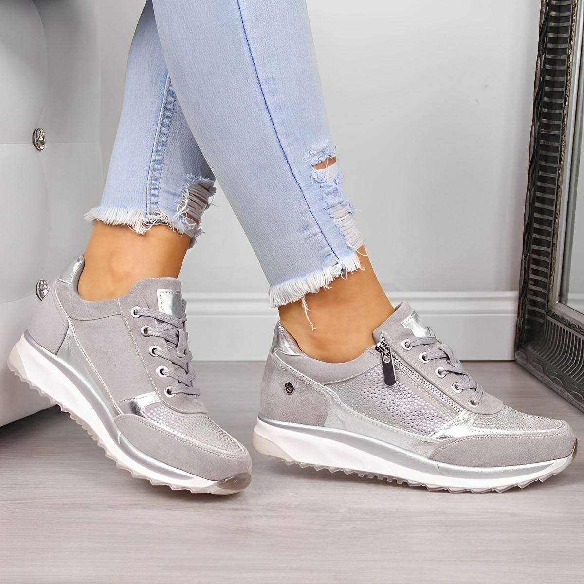 Sneakers Orthopedic con Zip e Suola Ammortizzata per Comfort Quotidiano 2