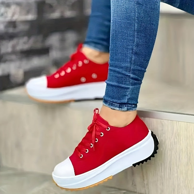 Sneakers alte da donna in tela comoda con suola spessa 2