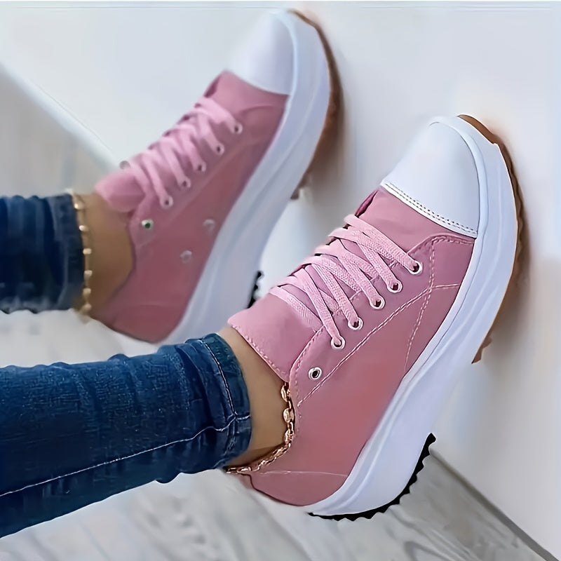 Sneakers alte da donna in tela comoda con suola spessa 5