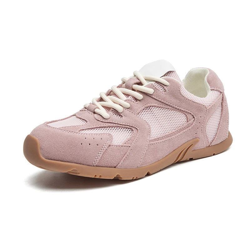 Sneakers comode da donna in pelle scamosciata con lacci retrò 0
