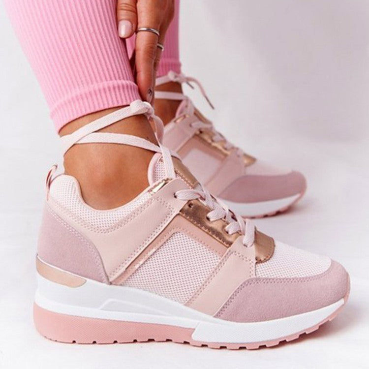 Sneakers con zeppa da donna per comfort e traspirabilità in pelle sintetica 3